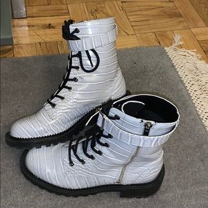 ASOS light grey croc platform combat boots